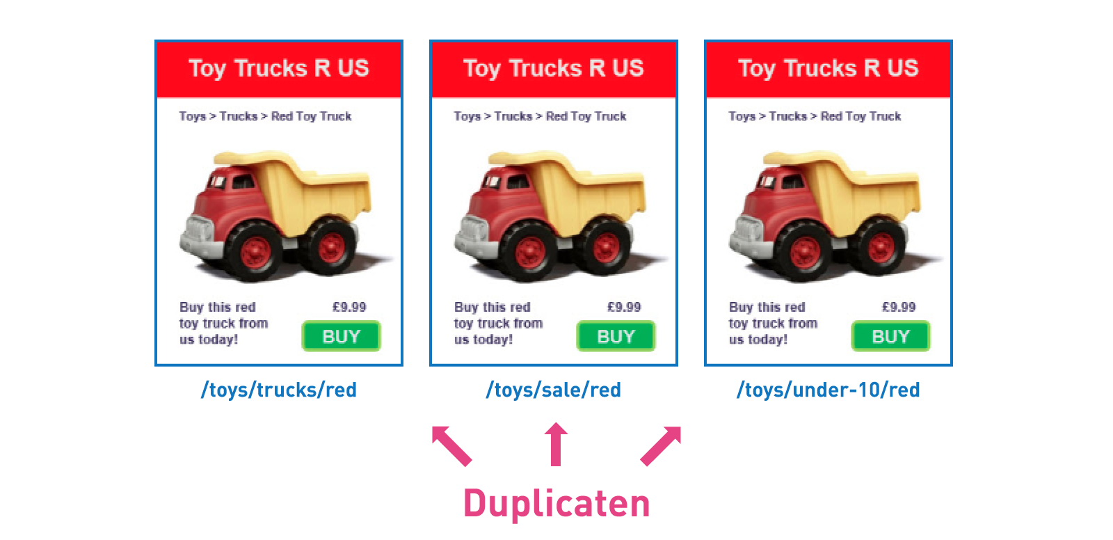 voorbeeld duplicate content e-commerce website