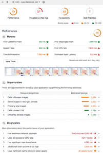 "Voorbeeld van een performance test uit Lighthouse"