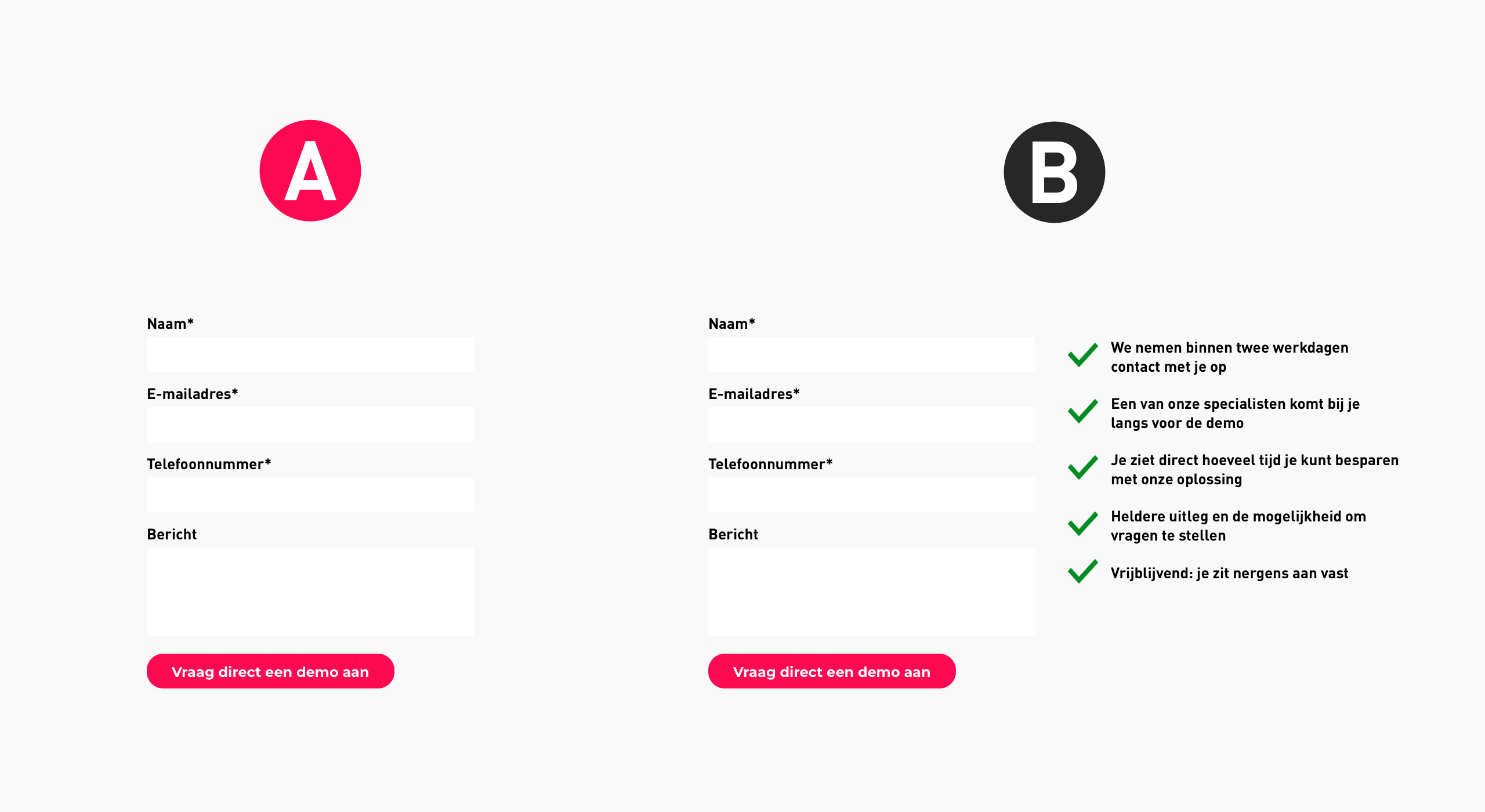 Voorbeeld van een a/b-test voor conversie optimalisatie