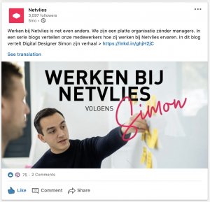voorbeeld uiting content marketing, onderdeel van de employer branding campagne van Netvlies.