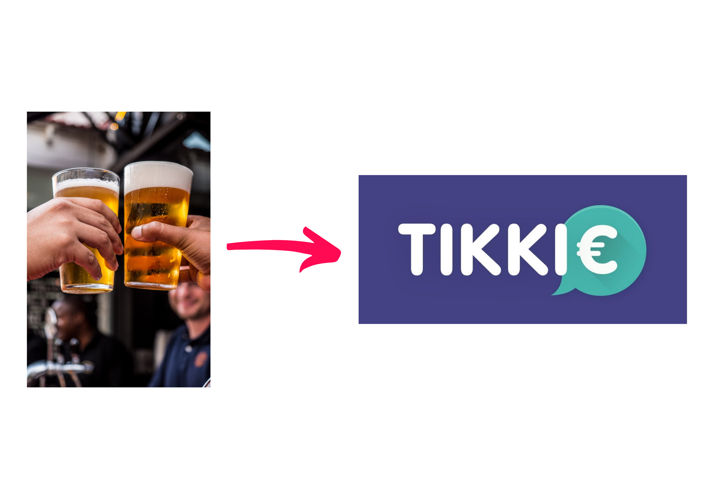 Twee biertjes die proosten en het logo van Tikkie