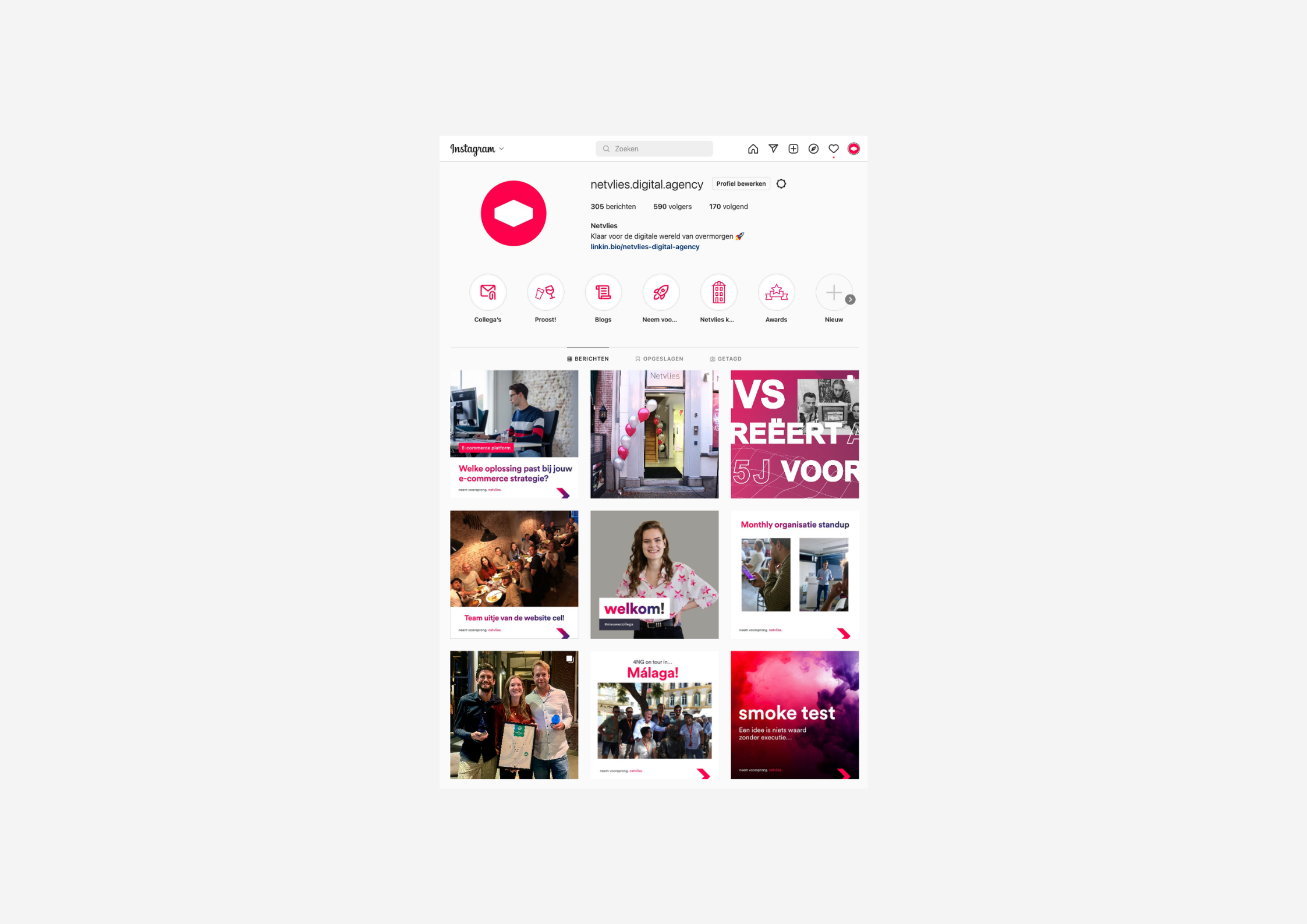 Instagram feed overzicht van Netvlies
