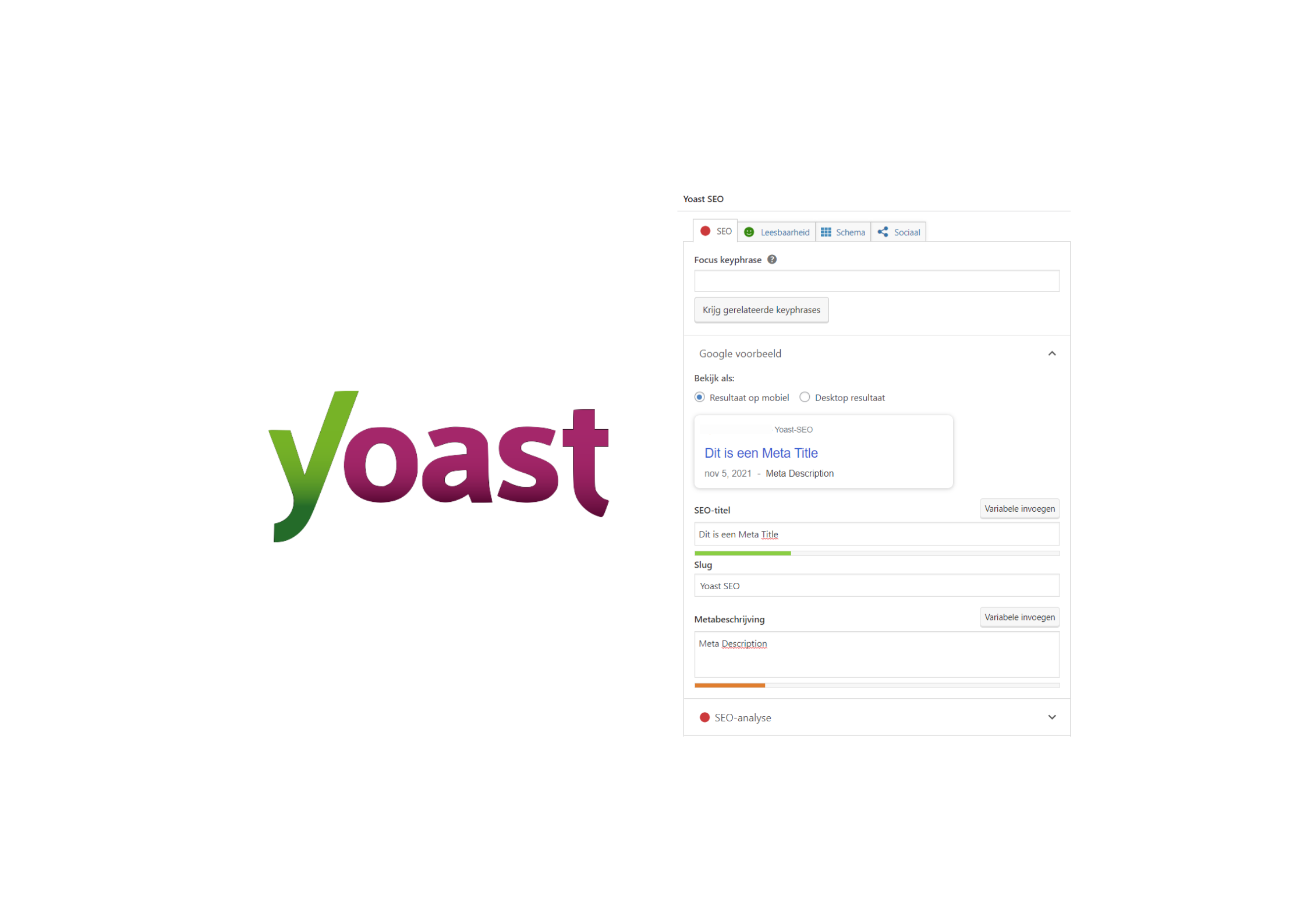 Screenshot van SEO tool Yoast